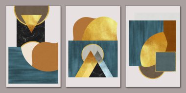 3d illustration modern wall frame canvas flat art. colorful marble shapes, circles, and lines, minimalist design in a light background.