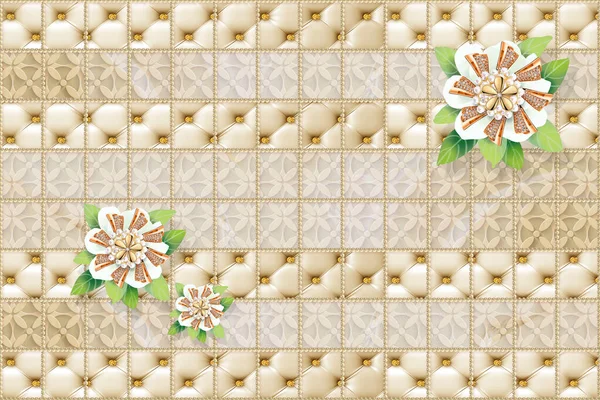 Classic Wallpaper Golden Pattern Background Flowers Interior Home Wall Decor — 스톡 사진