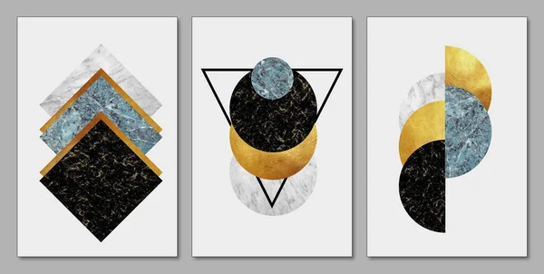Illustration Modern Wall Frame Canvas Flat Art Colorful Marble Shapes — Stockfoto