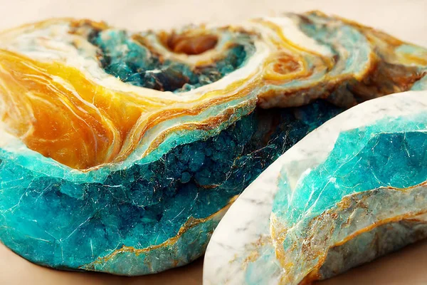 golden and turquoise marble background. 3d digital art wallpaper for wall frame. resin geode and abstract art, functional art, like watercolor geode painting.