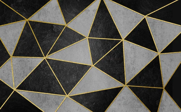 3d modern abstract wallpaper. Golden lines with Gary and golden shapes sphere and dark background.