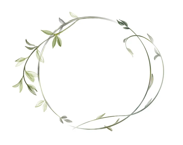 Watercolor Floral Wreath Pastel Color Abstract Circle Frame Branches Eucalyptus Stockfoto