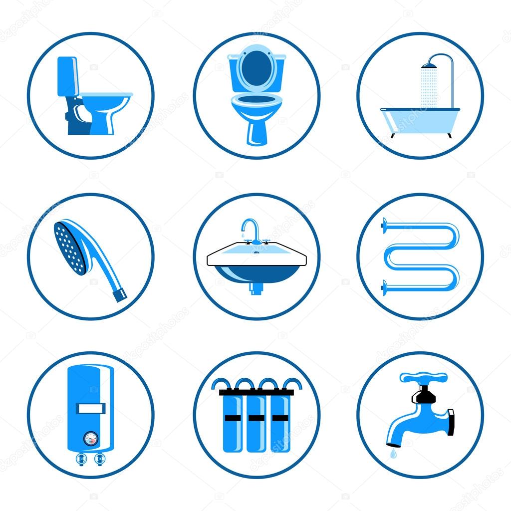 Plumbing icons set