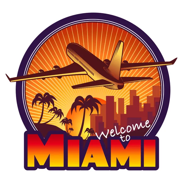 Etiqueta de viagem Miami — Vetor de Stock