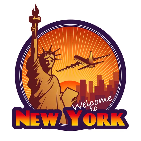 Etiqueta de viaje de Nueva York — Vector de stock