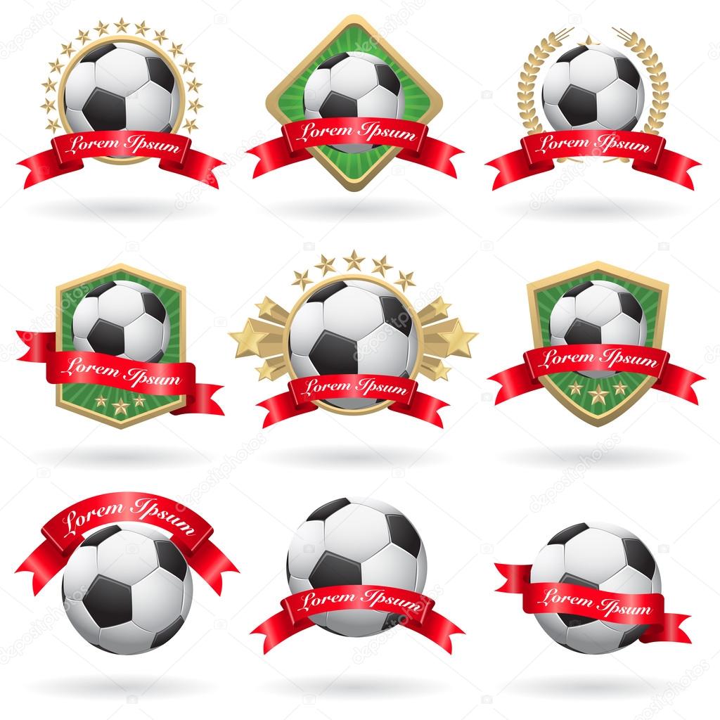 Set of soccer labels and emblems