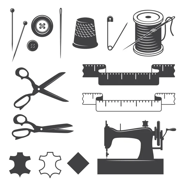 Conjunto de elementos de costura desenhados —  Vetores de Stock