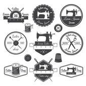 Set of vintage tailor labels, emblems and designed elements. Tai