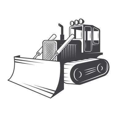 buldozer vektör Illustration. siyah ve beyaz