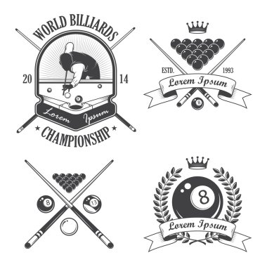 Set of billiards emblems labels and designed elements clipart