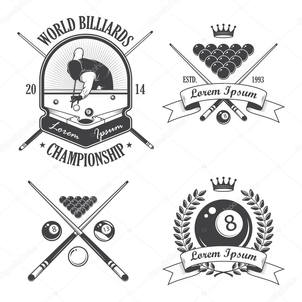 Set of billiards emblems labels and designed elements Stock Vector by ...