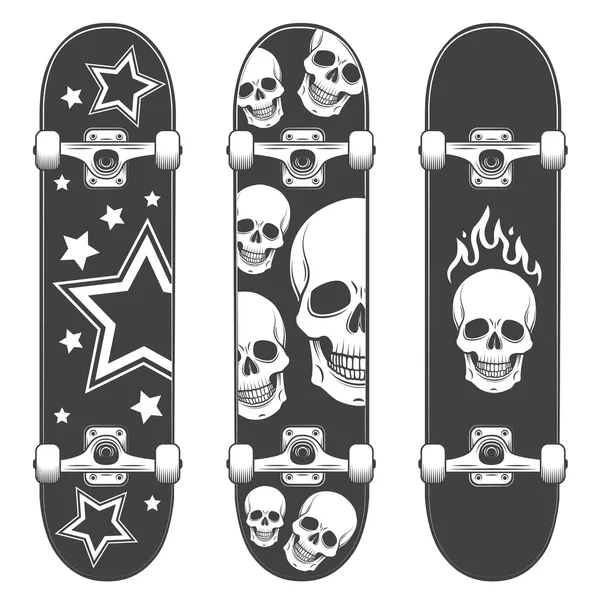Sada skateboard pozadí. Skateboard design — Stockový vektor