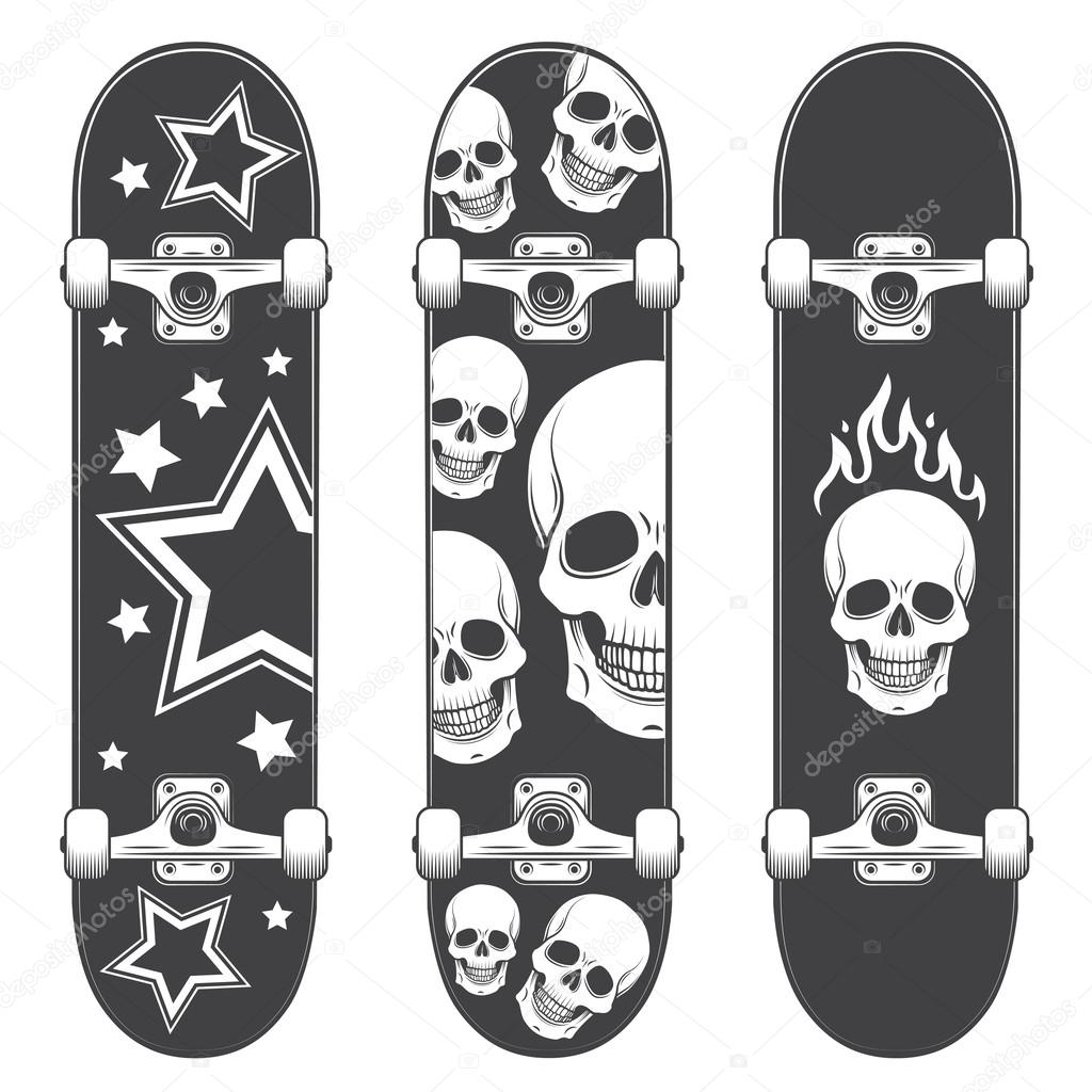 Set of skateboard backgrounds. Skateboard design