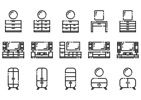 Prosty Zestaw Ikon Kabiny Meblowej — Wektor stockowy