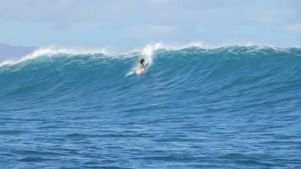 大きい波のサーファーをけん引 — ストック動画
