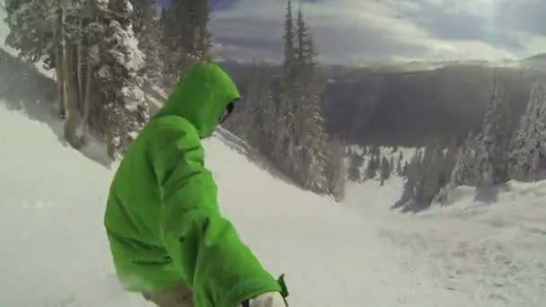 POV Man Snowboarding HD — Stock Video