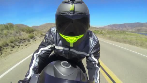 POV Man Riding Motorcycle — Stock Video