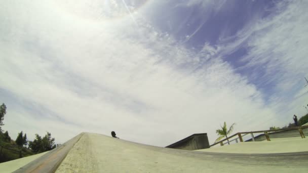Slow Motion Extreme Skateboarder In Skatepark — Stockvideo