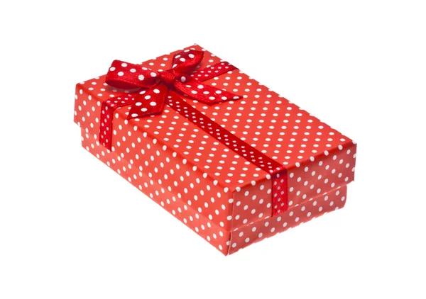 Red gift box with ribbon — Stock Photo, Image