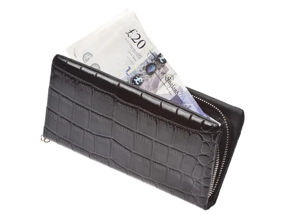 Black wallet with money — Stock Photo, Image