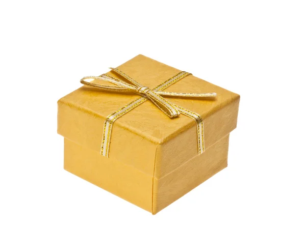 Caja de regalo amarilla con cinta —  Fotos de Stock