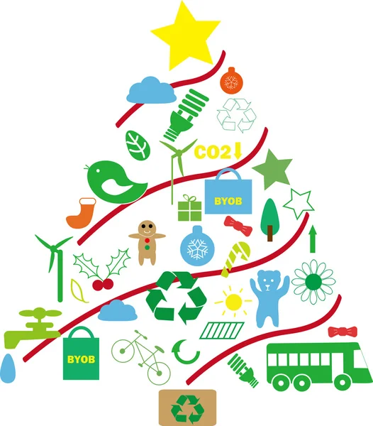 緑のクリスマスツリー — ストックベクタ