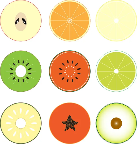 Fruits en deux — Image vectorielle