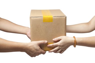 Hands to receive a parcel