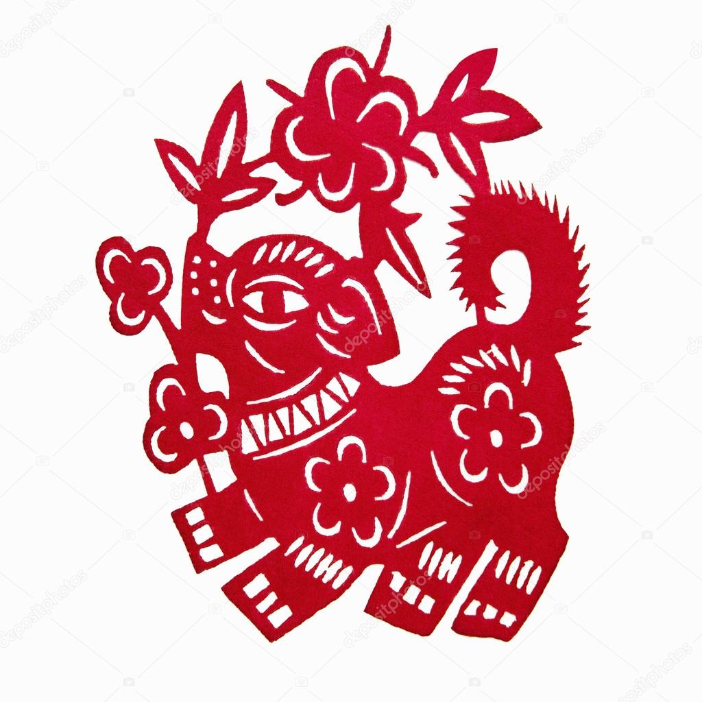 chinese new year paper cutting dog