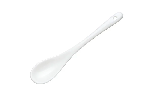 White ceramic spoon — Stock Photo, Image