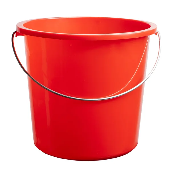 Red plastic bucket — Stock Photo, Image