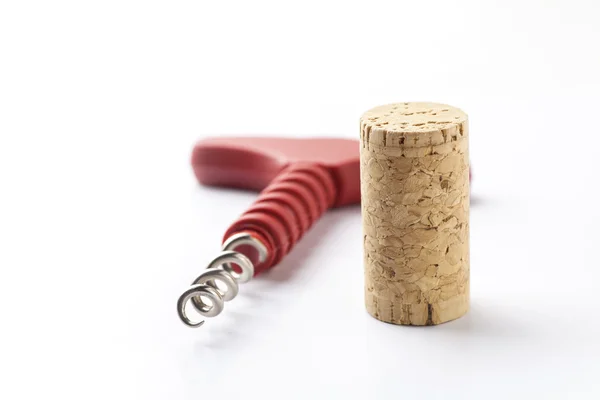 Wine cork and corkscrew — Stock Photo, Image
