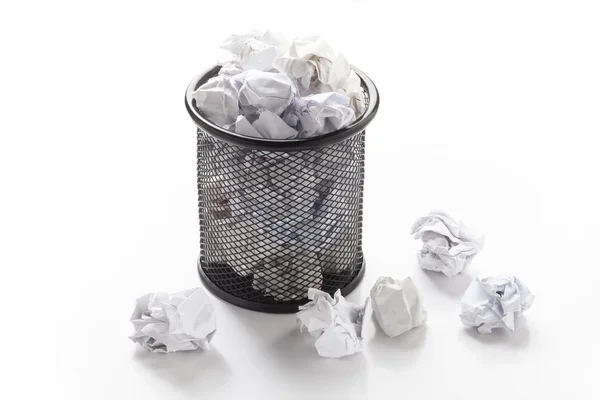 Overflowed wastepaper basket — Stock Photo, Image