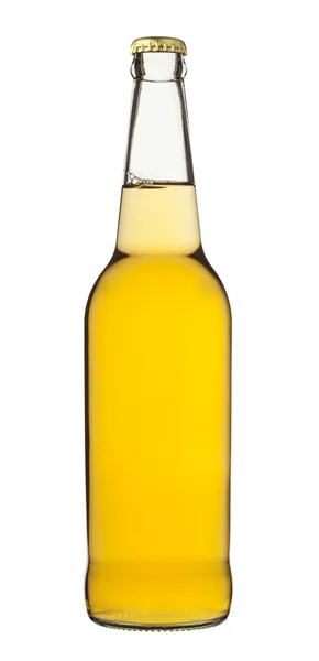 Garrafa amarela de cerveja — Fotografia de Stock