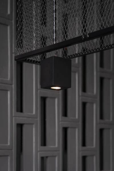 Lampe Plafonnier Structure Métal Noir Vintage Décoré Détails Intérieurs Dans — Photo
