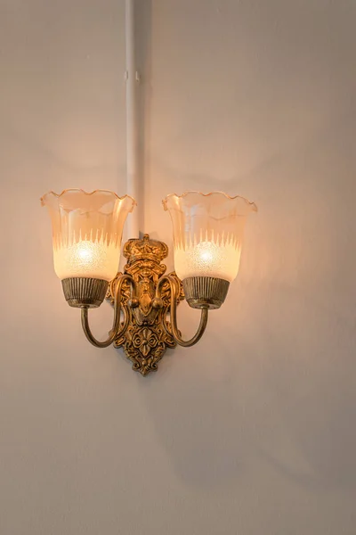 Prachtige Retro Messing Wandlamp Decoratie Voor Thuis Woon Wandachtergrond Met — Stockfoto