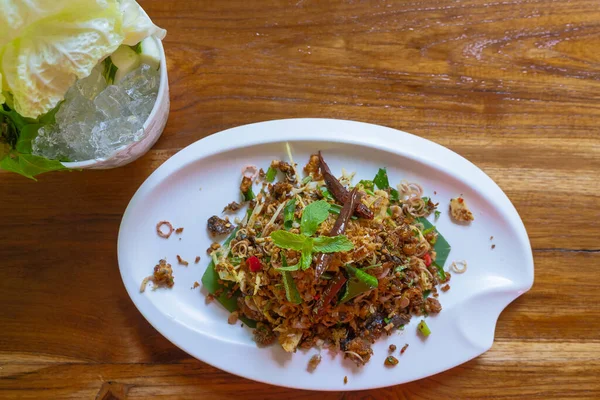 Grilované Sumci Larb Recept Thai Volat Larb Pla Duk Populární — Stock fotografie