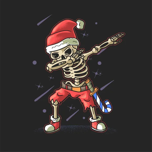 Cute Skeleton Dabbing Χριστουγεννιάτικο Πάρτι — Διανυσματικό Αρχείο