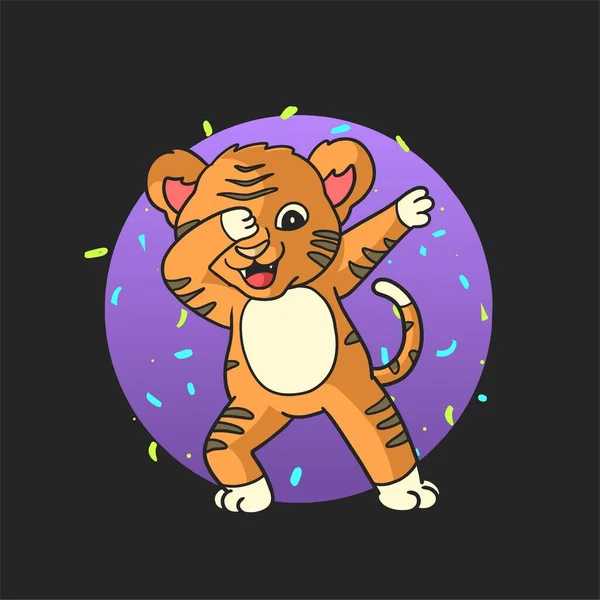 Cute Tiger Dabbing Happy Celebration — Wektor stockowy
