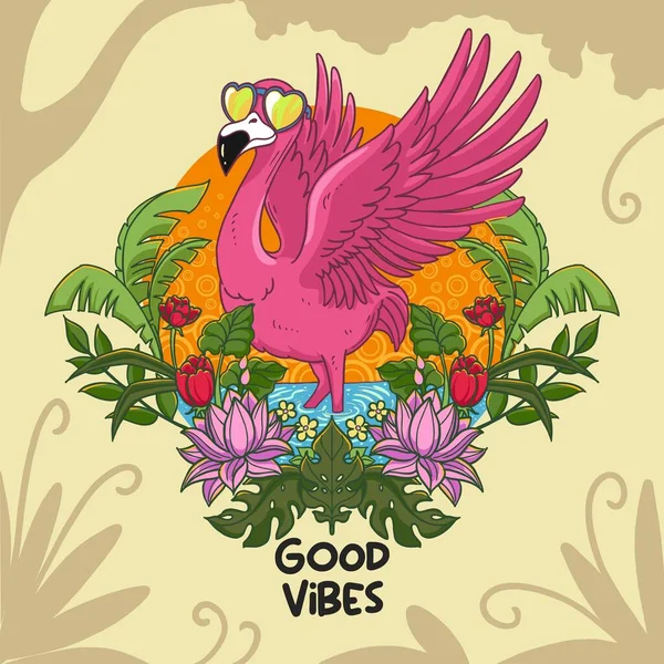 Gözlüklü flamingo aşk şekli tropikal