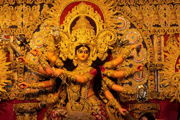 Bogini Durga Immunitet Zdobiony Puja Pandal Kalkucie Zachodni Bengal Indie — Zdjęcie stockowe