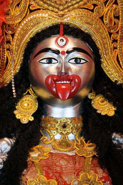 Goddess Kali Idol Decorated Puja Pandal Kali Puja Also Known — Stock Photo, Image