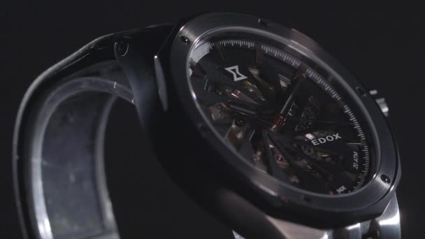 Istanbul Türkei 2021 Uhrentechnik Nahaufnahme Inneren Der Armbanduhr Die Zeit — Stockvideo