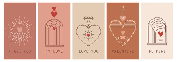 Abstract Design Valentines Day Logo Template Heart Shapes Modern Minimal — Stockvektor