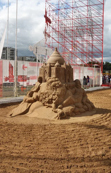 PERM - JUNE 10: Sand sculpture Omar Khayyam by Konstantin Siryac — Stock Photo, Image