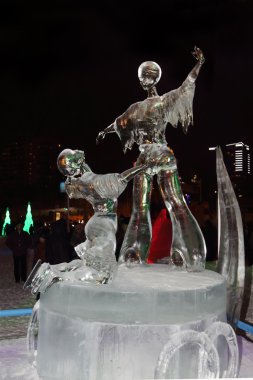 Perm, Rusya - ö. 11 Ocak 2014: buz heykel Artistik Patinaj, Zen