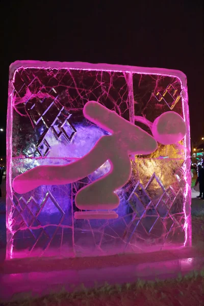 PERM, RUSSIA - JAN 11, 2014: Illuminated pink Skater character s — Stock Photo, Image