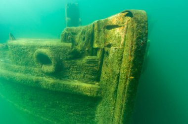 Büyük Ada Munising yakınlarındaki Murray Körfezi 'nde bulunan Bermuda gemi enkazının yayı.