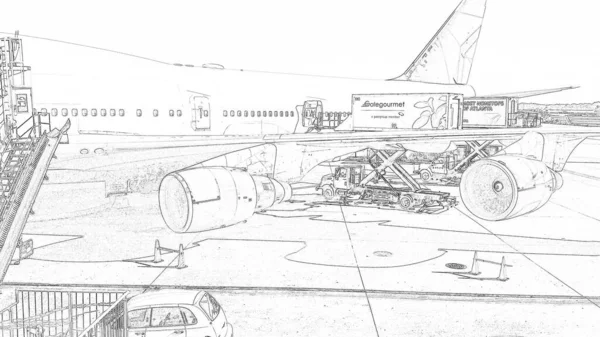 Atlanta, Georgia, ABD. - 1 Mayıs 2015: Havalimanı Terminali 'nde uçak çizimi