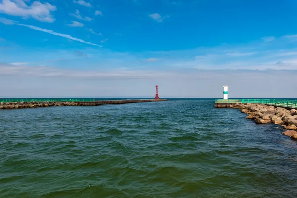 Pier Head Lake Michigan Guide Ships Channel Pentwater Lake High — Stock Photo, Image